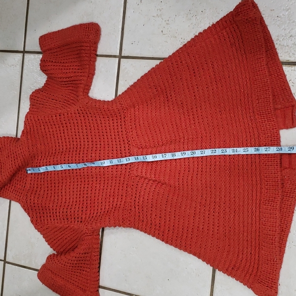 Free People Orange Button Up Hooded Sweater Size XS - Picture 10 of 12